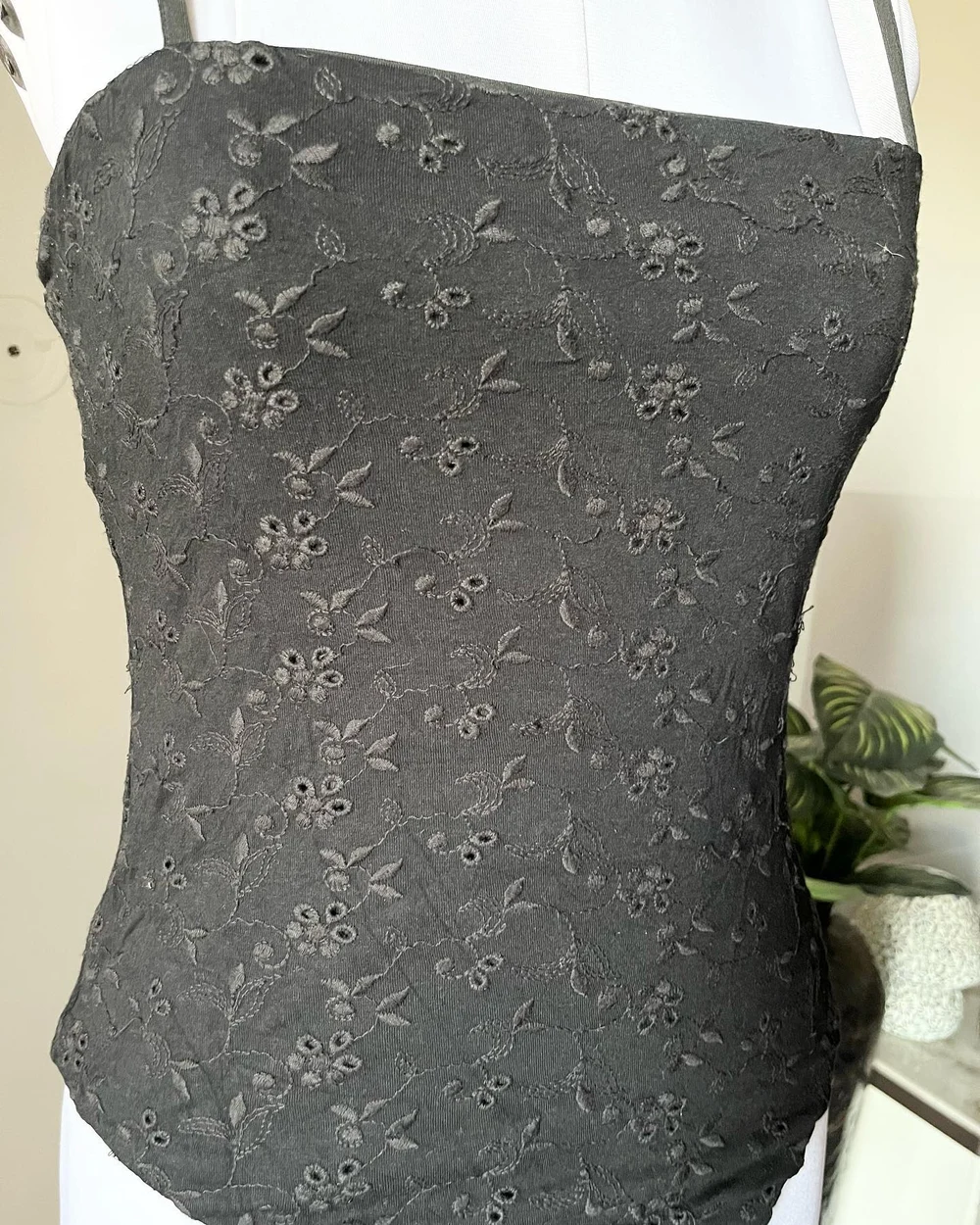 Embroidered black bodysuit 