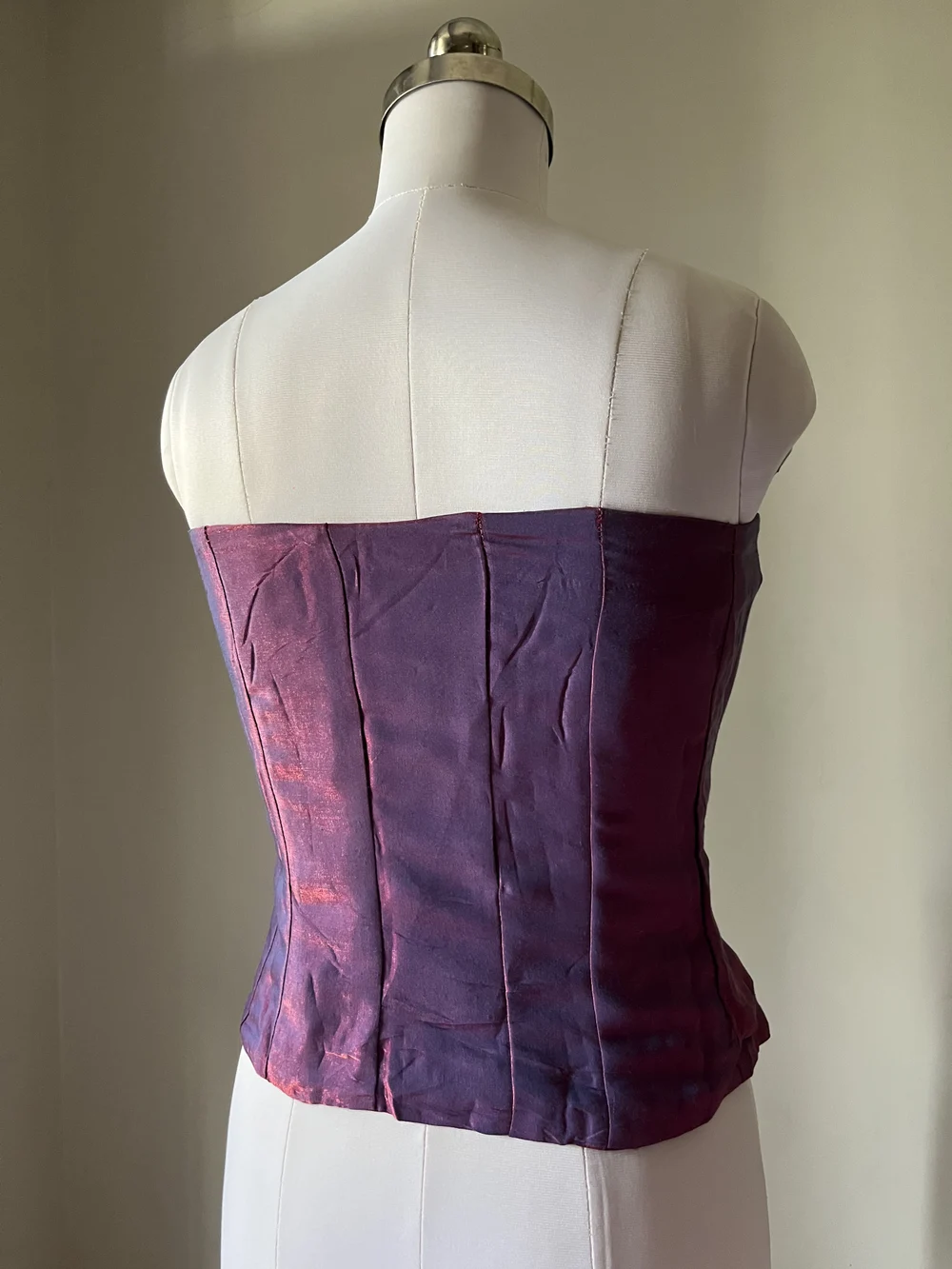 Purple satin corset top