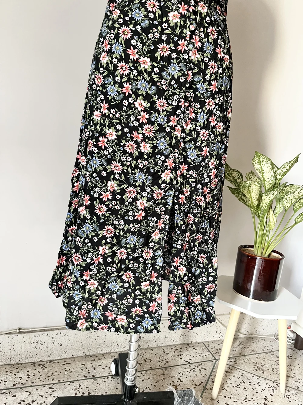 Black floral printed dress 