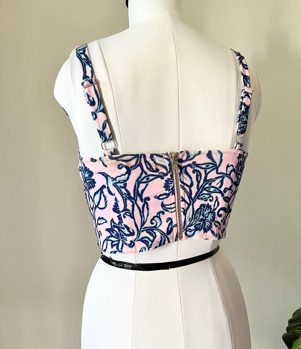 Printed padded bustier top 