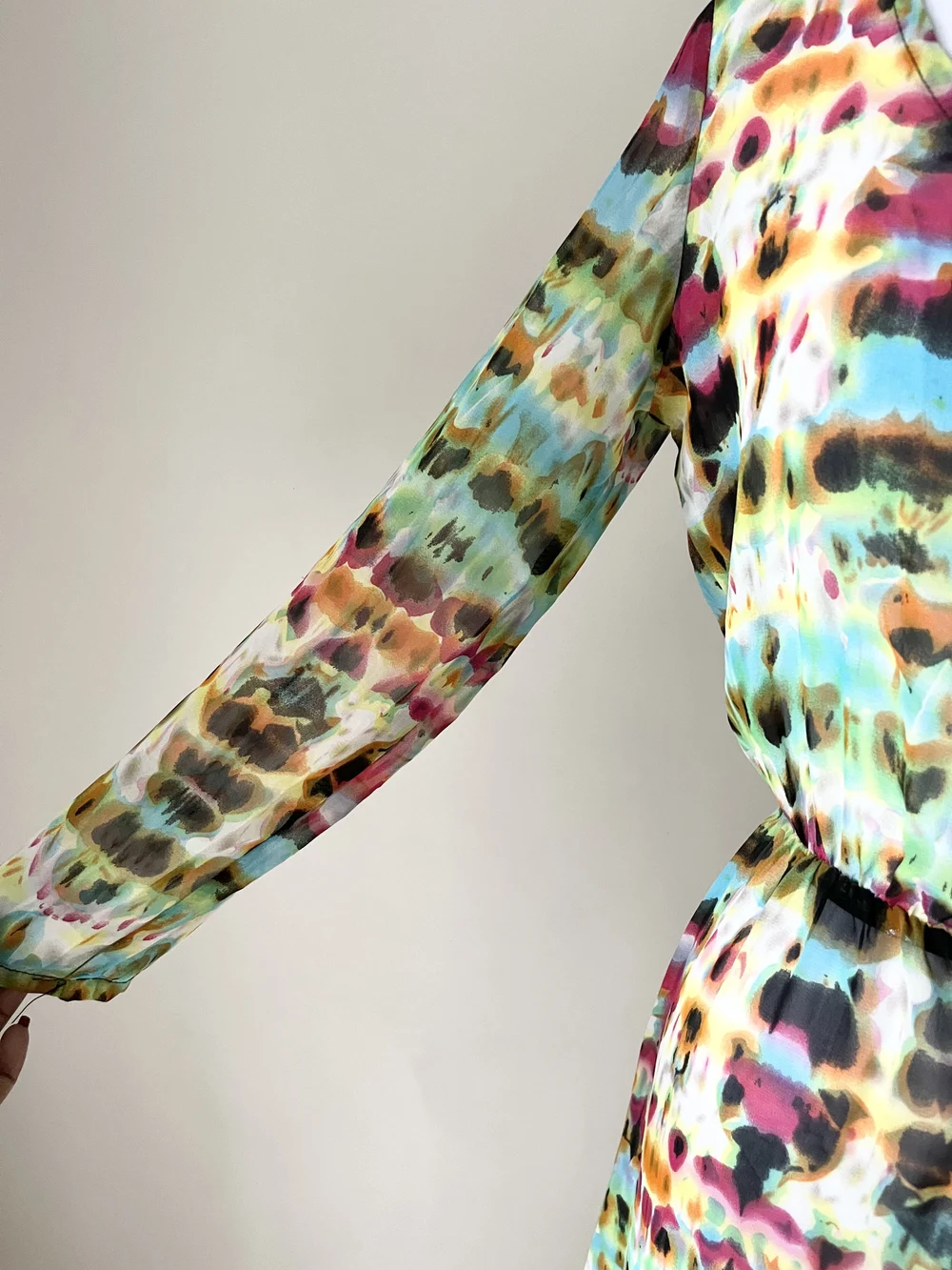 Multicolored Semi-Sheer maxi dress 